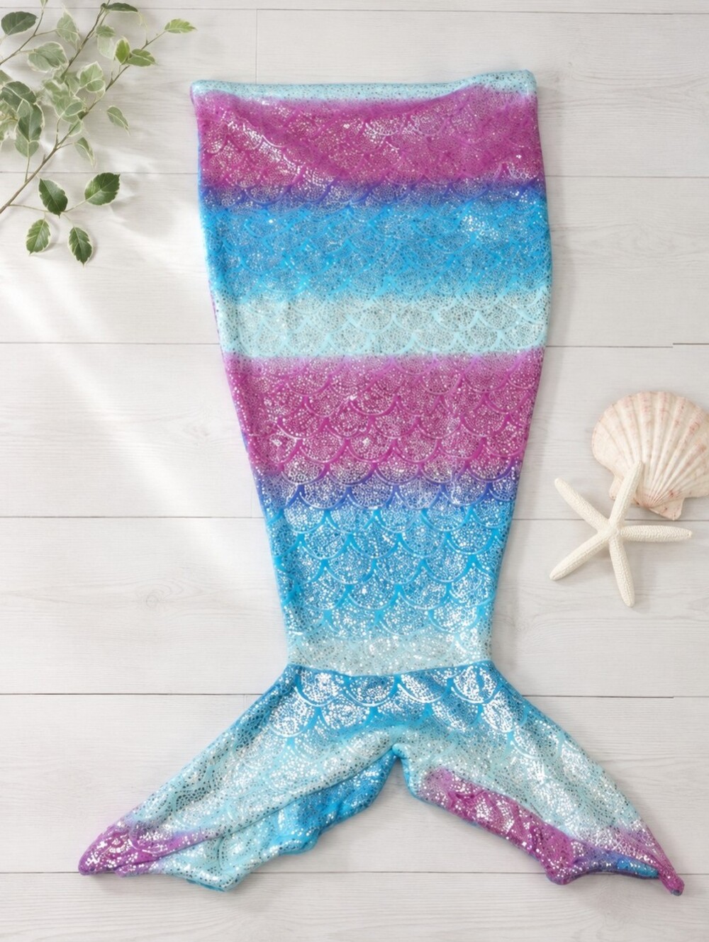 Mermaid Tail Blanket | Cozy Ombre Fleece Sleeping Bag Throw | Pink Aqua Purple